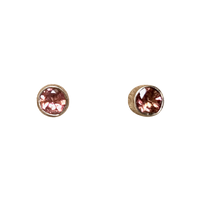 Tourmaline Pink Round Faceted Post Earrings