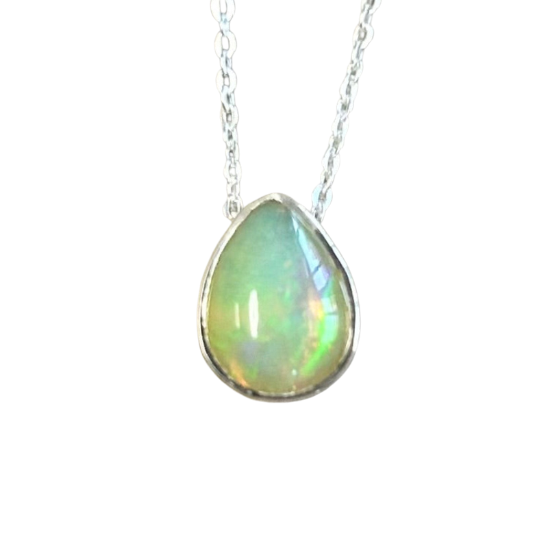 Ethiopian Opal Slide Necklace with Chain