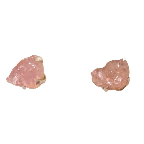 Rose Quartz Rough Post Earrings