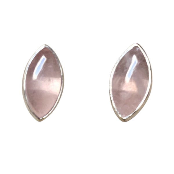 Rose Quartz and Sterling Silver Post Earrings