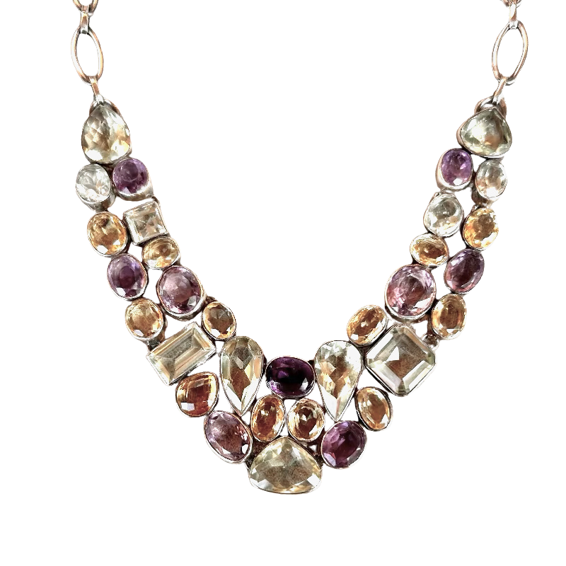 Amethyst, Citrine & Prasiolite Necklace