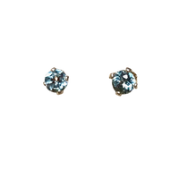 Topaz (Swiss Blue) Round Faceted Post Earrings