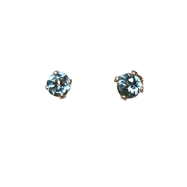 Topaz (Swiss Blue) Round Faceted Post Earrings