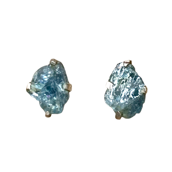 Aquamarine Rough Post Earrings