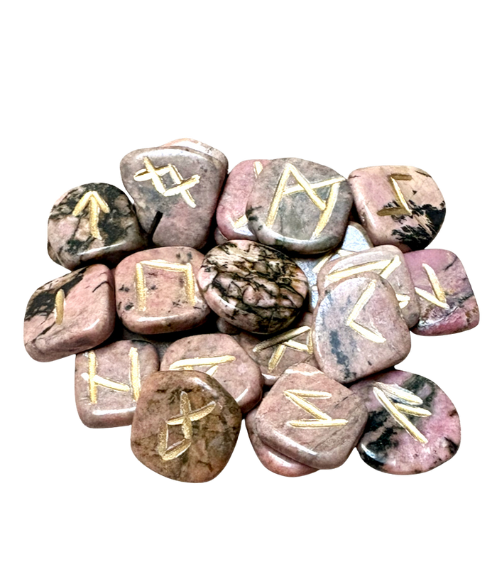 Rhodonite Rune Set