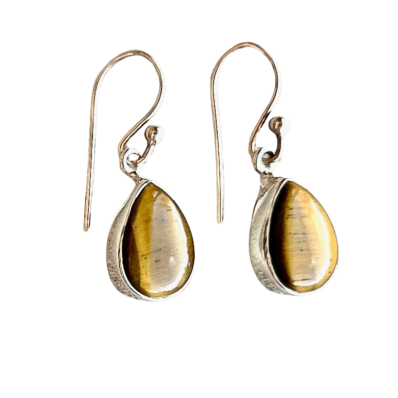 Tiger Eye and Sterling Silver Earrings