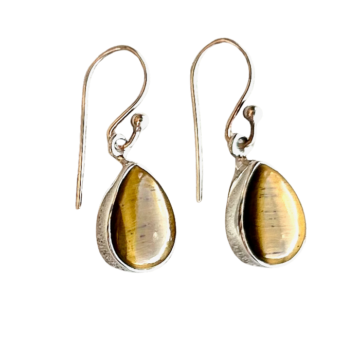 Tiger Eye and Sterling Silver Earrings