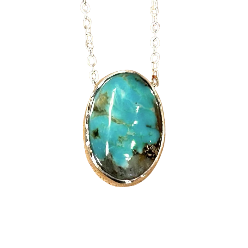 Turquoise and Sterling Silver Pendant and Chain