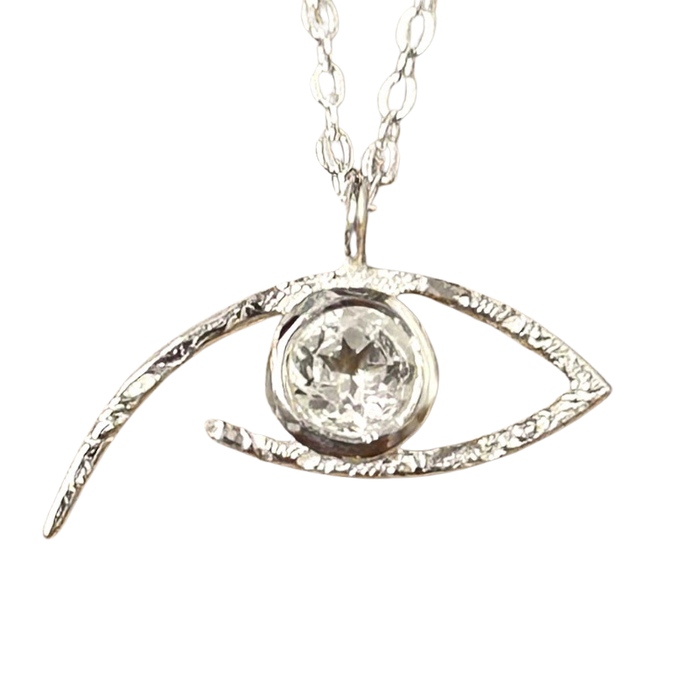 Topaz (White) Eye of Horus Pendant and Chain