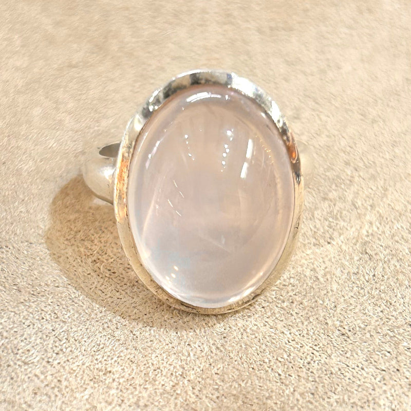Rose Quartz and Sterling Silver Ring (Size 6.5)