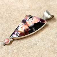 Bertrandite and Rhodochrosite Sterling Silver Pendant