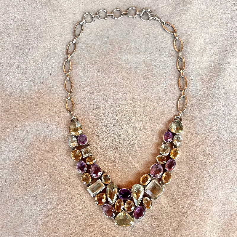 Amethyst, Citrine & Prasiolite Necklace