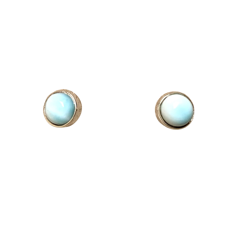 Larimar Round Stud Earrings