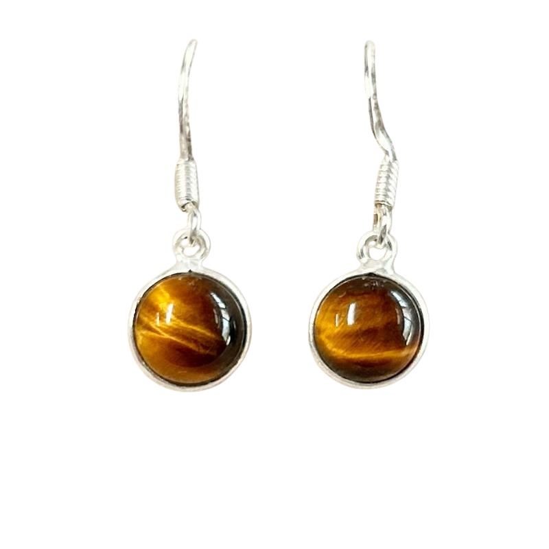 Tiger Eye Round Dangle Earrings