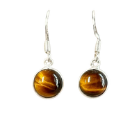 Tiger Eye Round Dangle Earrings