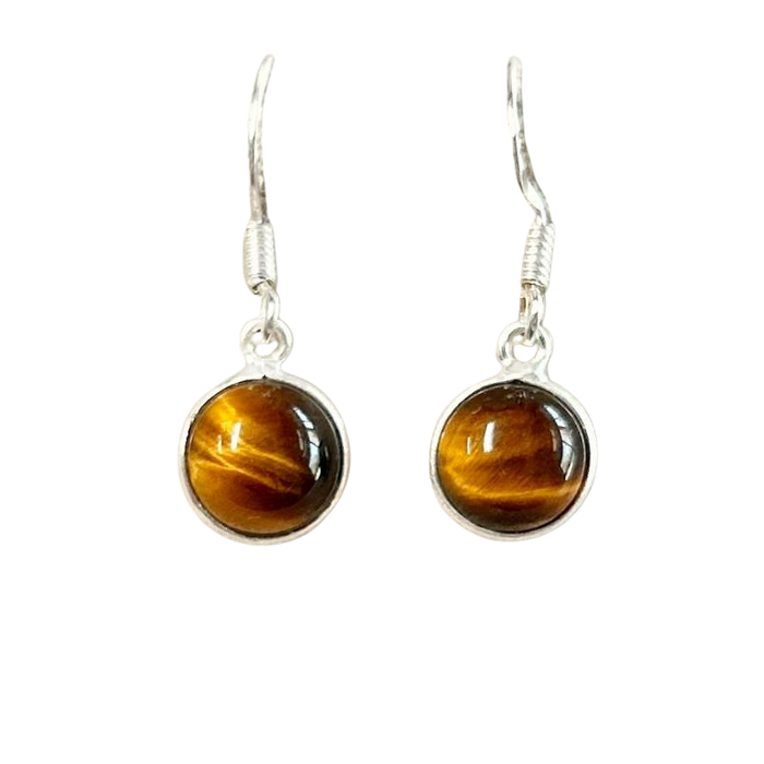 Tiger Eye Round Dangle Earrings