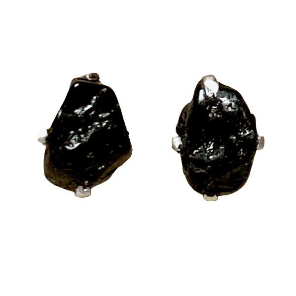 Tourmaline (Black, Schorl) Rough Post Earrings