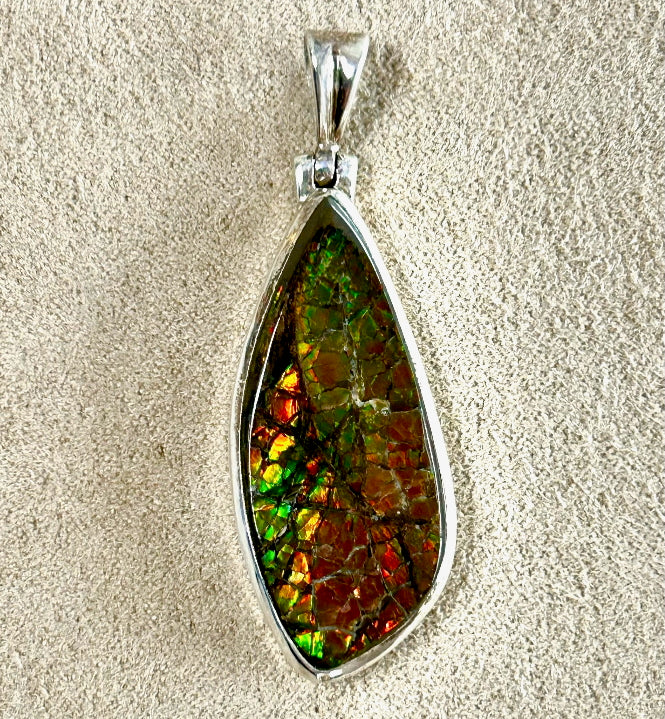 Ammolite and Sterling Silver Pendant