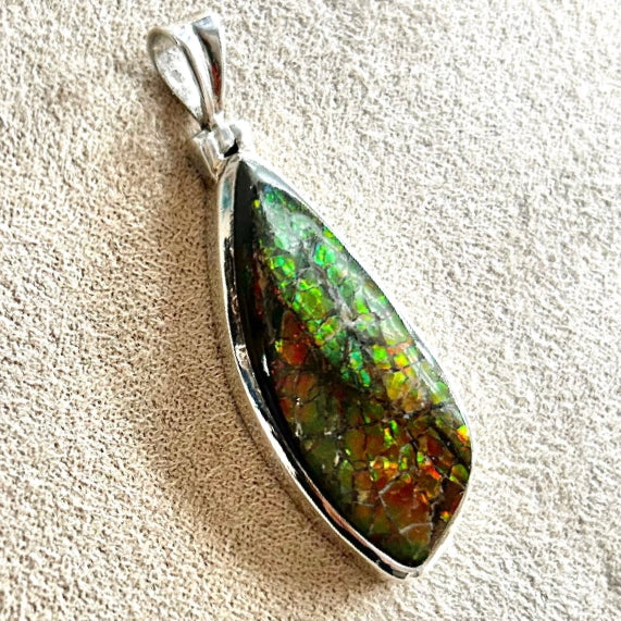 Ammolite and Sterling Silver Pendant