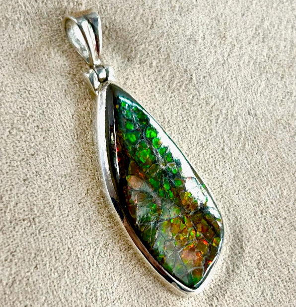 Ammolite and Sterling Silver Pendant
