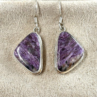 Charoite and Sterling Silver Dangle Earrings