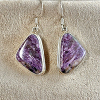 Charoite and Sterling Silver Dangle Earrings