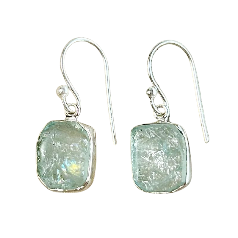 Aquamarine and Sterling Silver Dangle Earrings