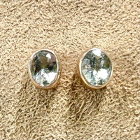 Aquamarine Faceted Stud Earrings