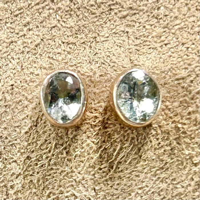 Aquamarine Faceted Stud Earrings