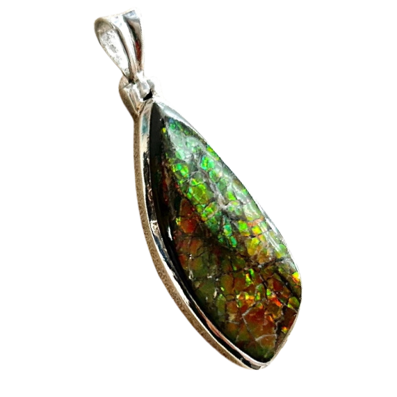 Ammolite and Sterling Silver Pendant