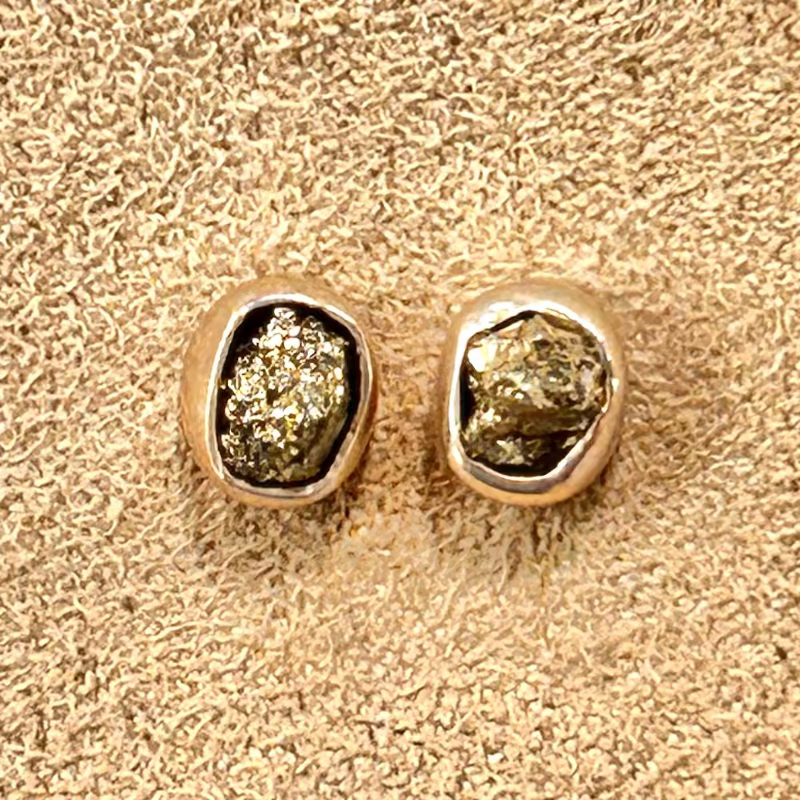 Pyrite Rough Stud Earrings