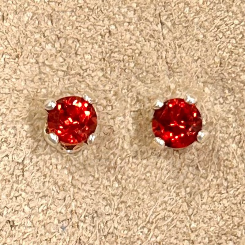 Garnet Faceted Stud Earrings