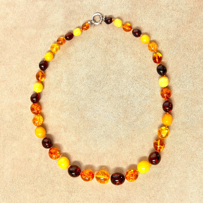 Amber Multicolored Bead Necklace