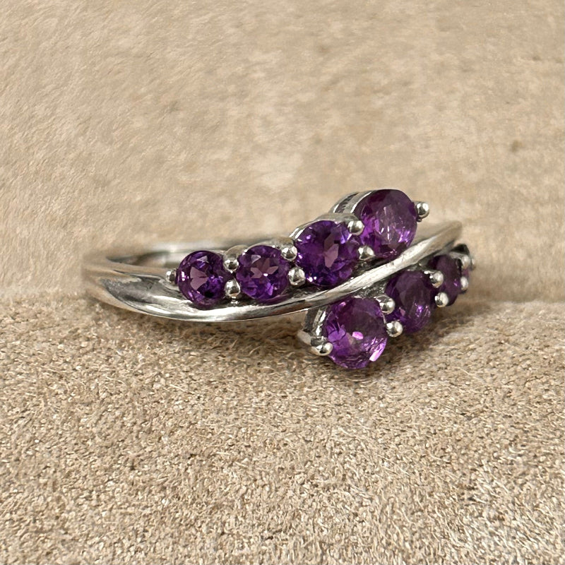 Amethyst Multistone Sterling Silver Ring (size 9)