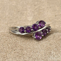 Amethyst Multistone Sterling Silver Ring (size 9)