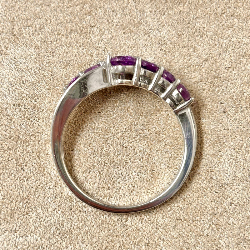 Amethyst Multistone Sterling Silver Ring (size 9)