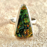 Malachite Azurite and Sterling Silver Ring (Size 8)