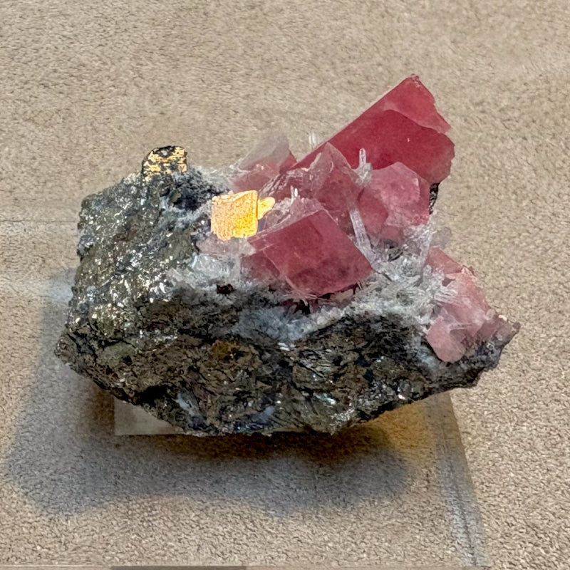 Rhodochrosite with quartz, pyrite & sphalerite (Colorado)