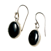 Shungite and Sterling Silver Dangle Earrings