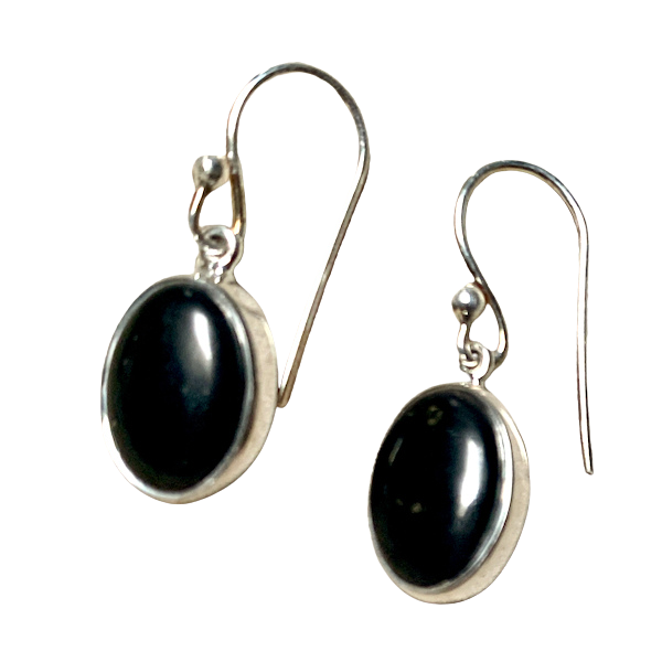 Shungite and Sterling Silver Dangle Earrings
