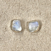 Moonstone (Rainbow) Rough Stud Earrings