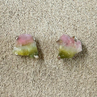 Tourmaline (Watermelon) Rough Post Earrings