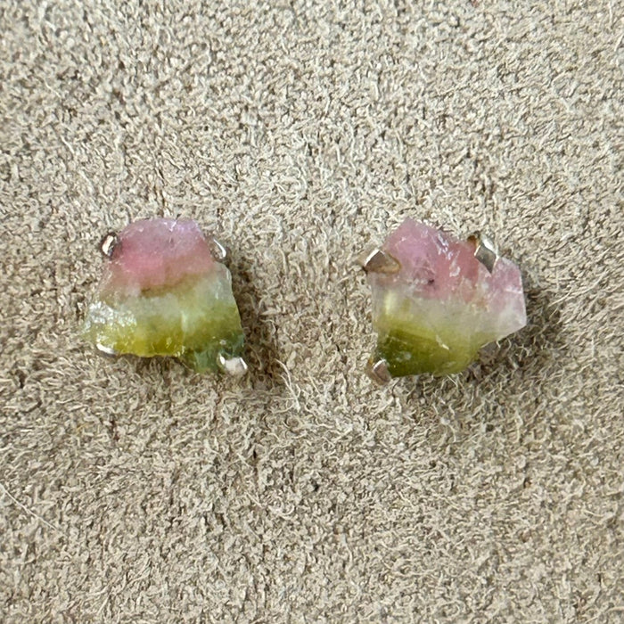 Tourmaline (Watermelon) Rough Post Earrings