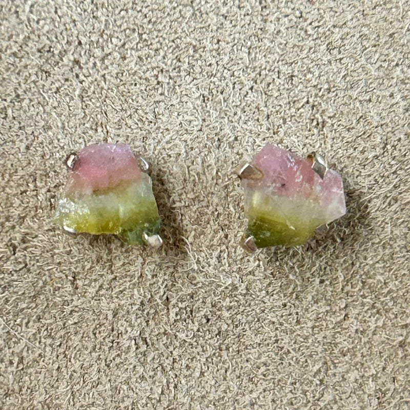 Tourmaline (Watermelon) Rough Post Earrings
