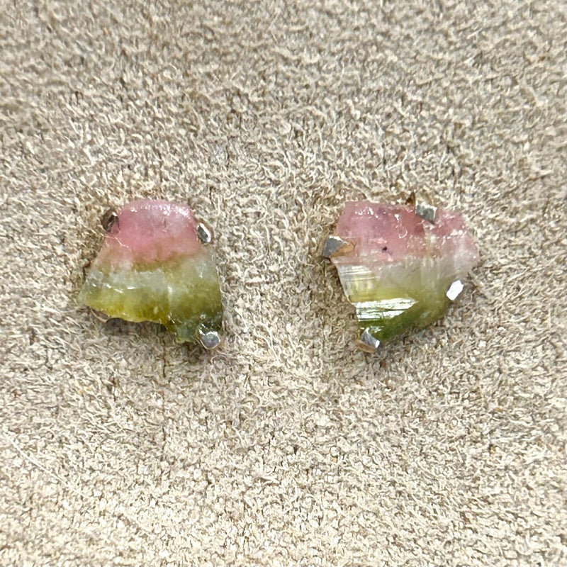 Tourmaline (Watermelon) Rough Post Earrings