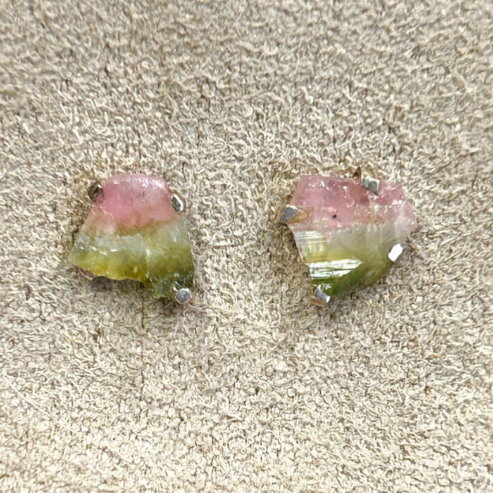 Tourmaline (Watermelon) Rough Post Earrings