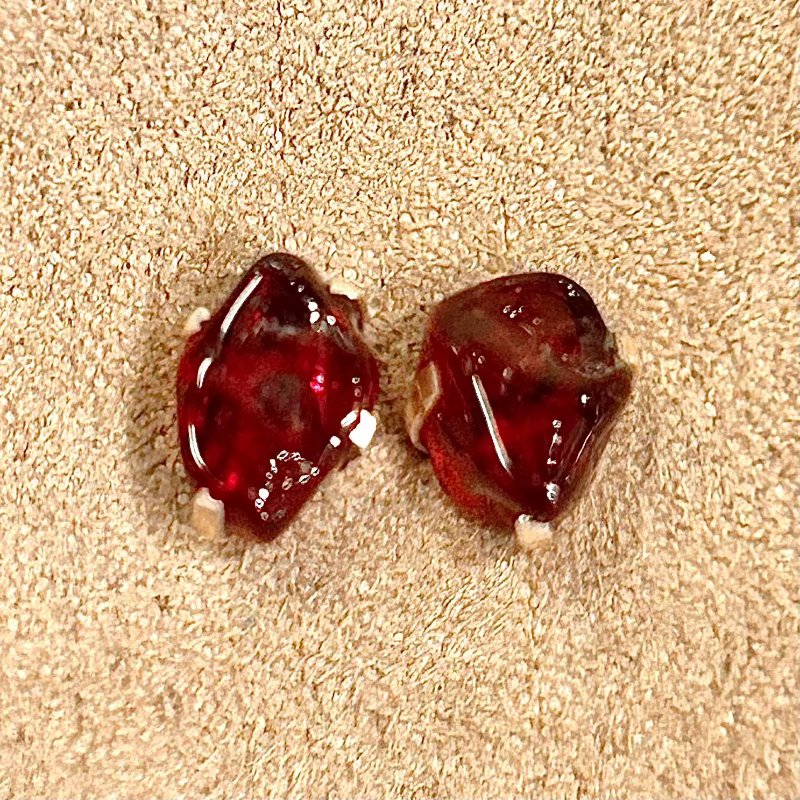 Garnet (Red Rough) Stud Earrings