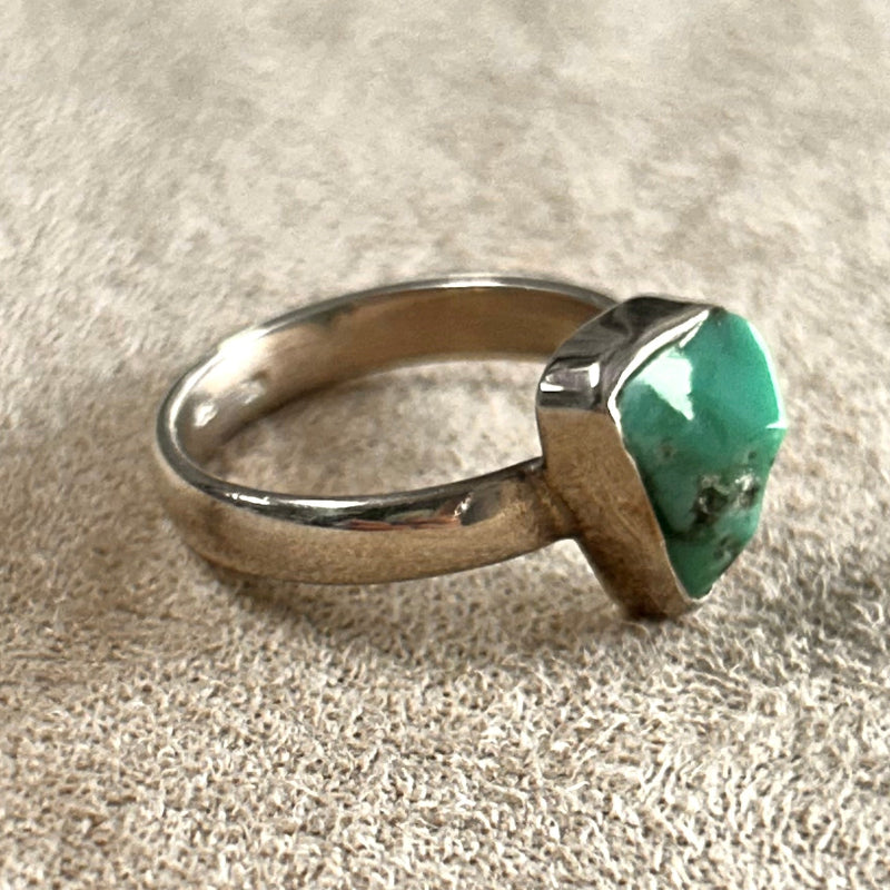 Turquoise (Rough) and Sterling Silver Ring (Size 6)