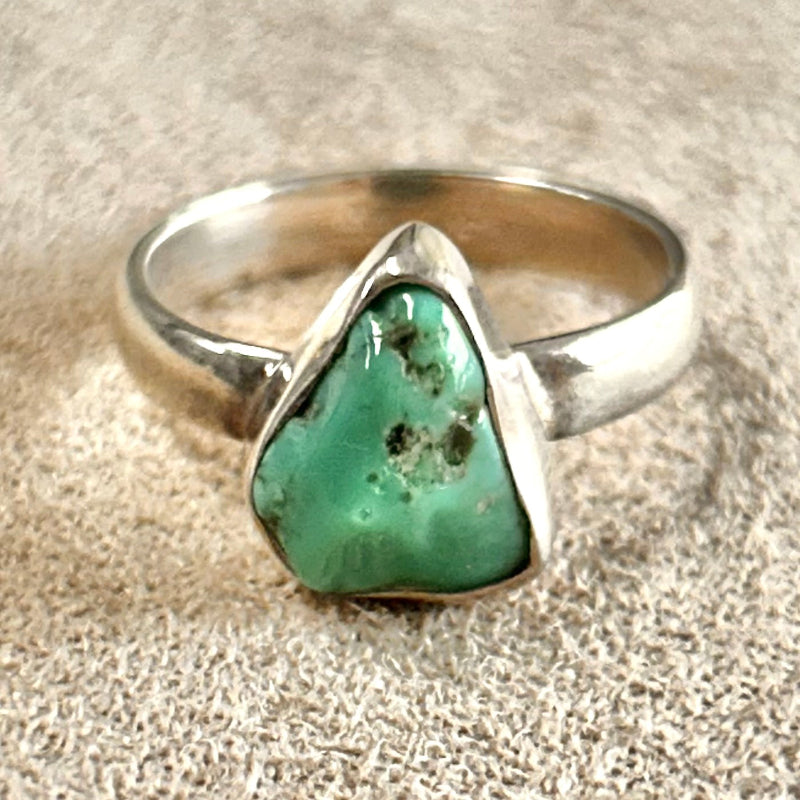 Turquoise (Rough) and Sterling Silver Ring (Size 6)