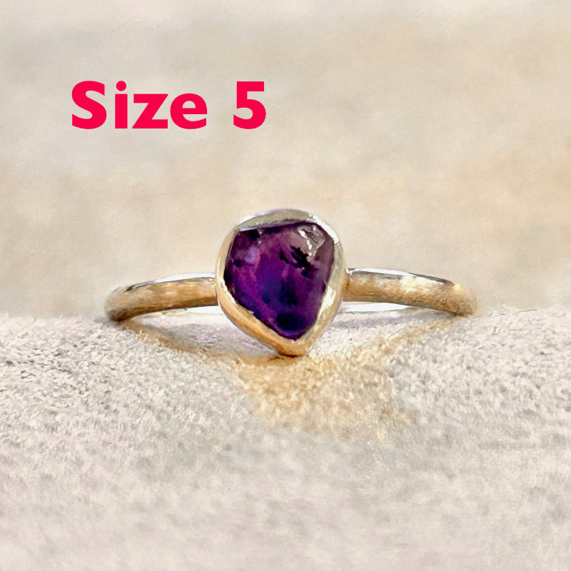 Amethyst (Rough) Sterling Silver Stacker Ring